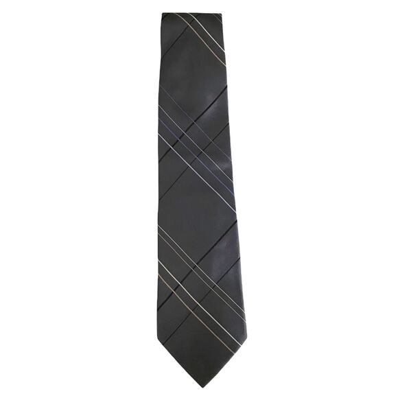 Perry Ellis Portfolio Gray Geometric Stripe Multicolor Tie Academia Career Work - Picture 1 of 12